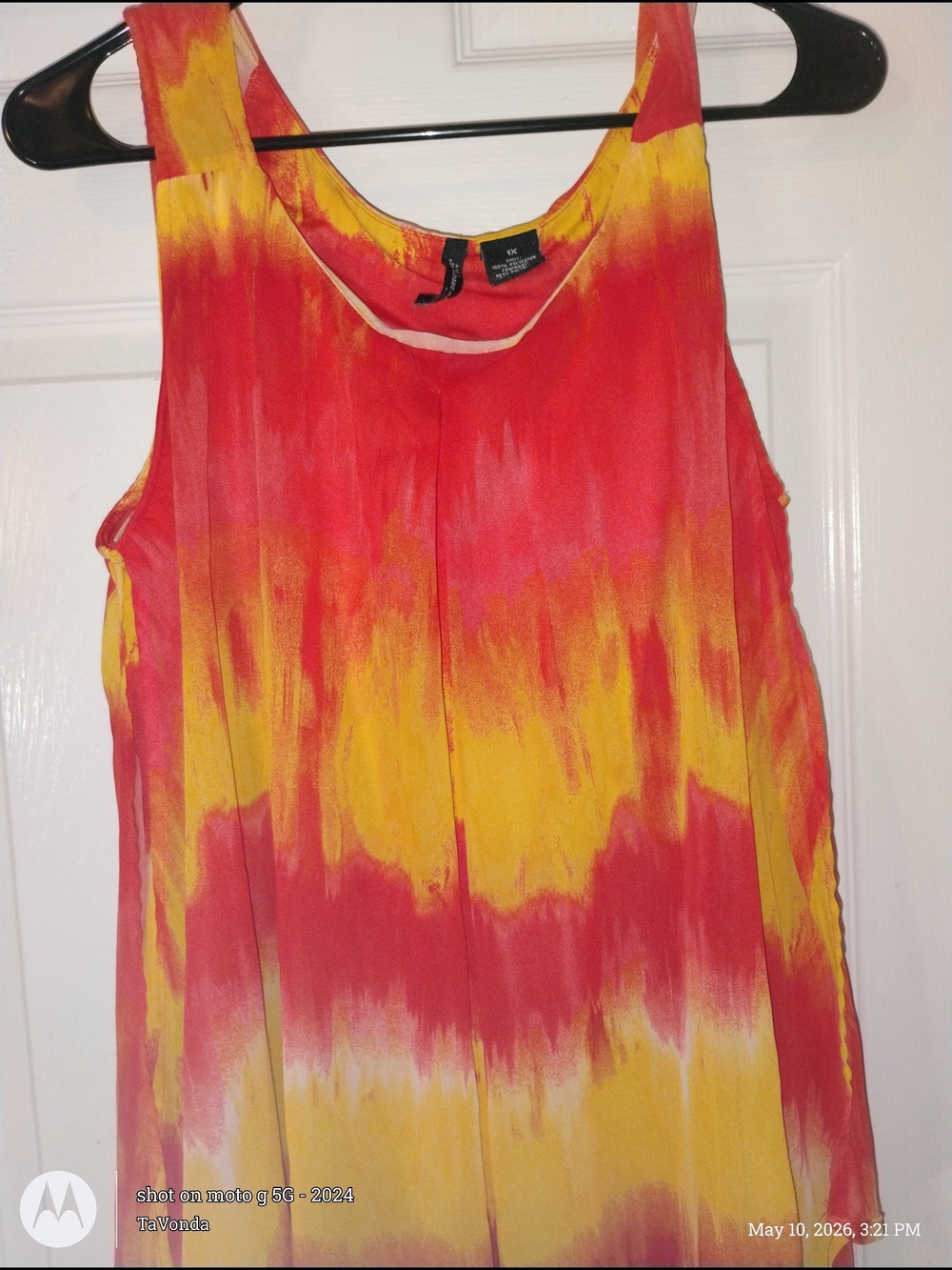 new directions Red and Yellow Tie-Dye Scoop Neck Tank PTP 22 "
